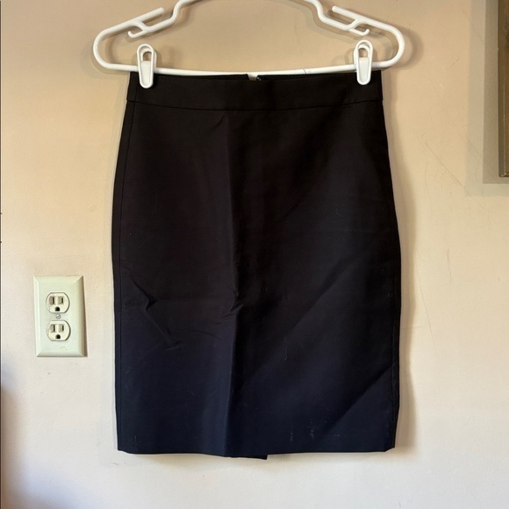 J. Crew Black No. 2 Pencil Skirt in Double-Serge Cotton Size 00P